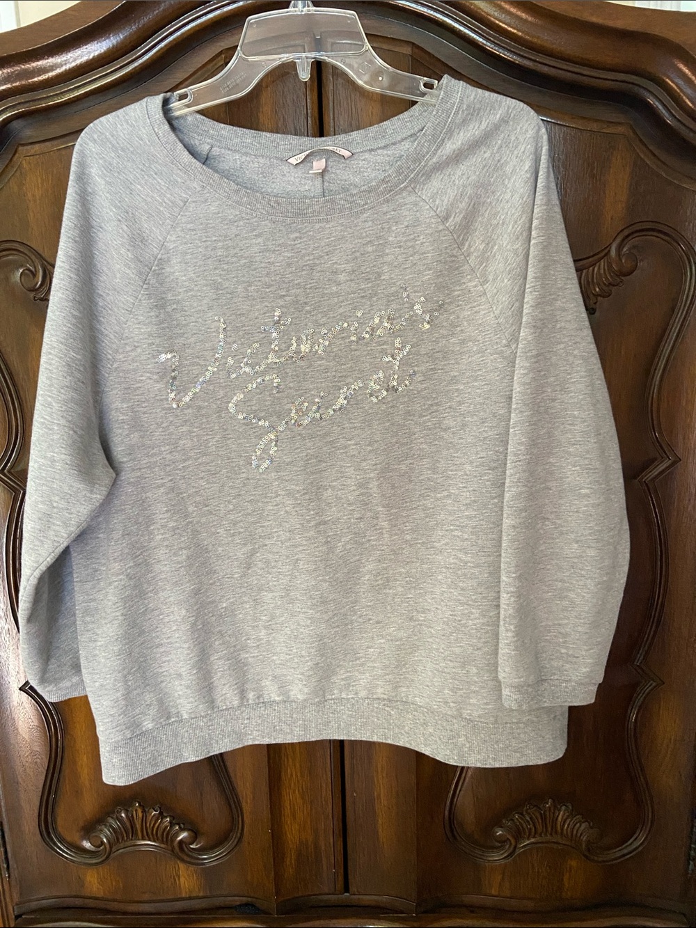 Victoriaโs Secret light gray sequinned sweatshirt size M